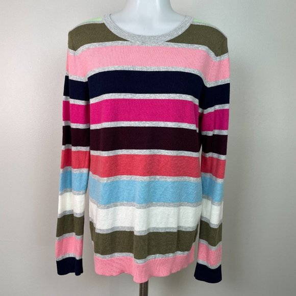 Talbots Sweaters - Talbots Lightweight Sweater Medium Multicolor Stripe Long Sleeve Cotton Blend